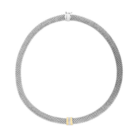 Men's Diamond Popcorn Bar Necklace in Silver & 18K Gold Diamond HD3273