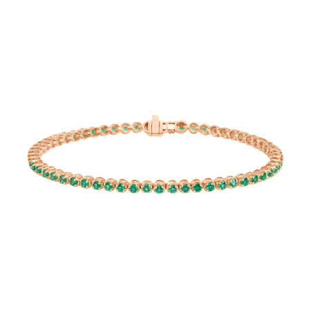 Women's Round Lab Grown Green Emerald Tennis Bracelet 14K Yellow Gold in Rose color HD00036YE