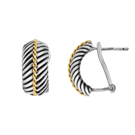 Women's Silver & 18K Italian Cable Earring  HD3059