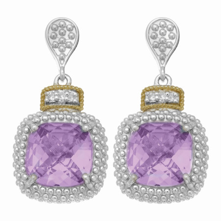 Women's 18K Gold & Sterling Silver Amethyst Earrings HD3044