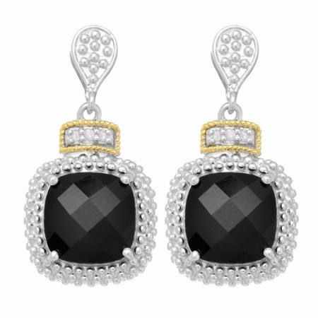 Women's 18K Gold & Sterling Silver Onyx Earrings HD3045