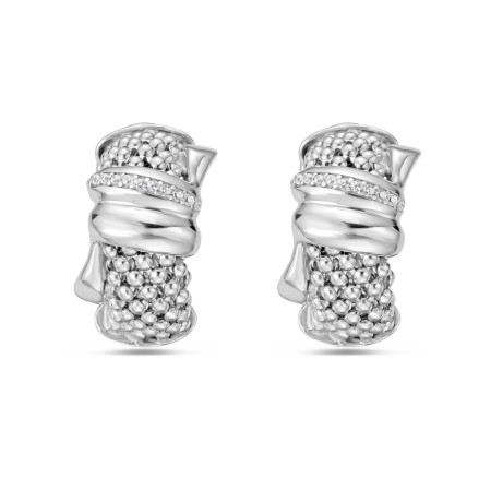 Women's Silver Popcorn Knot Half Moon Earrings  HD3317