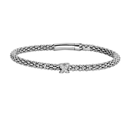 Women's Sterling Silver 0.09ct Diamond Prosecco Popcorn Bangle Bracelet  HD3100