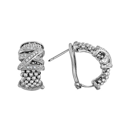 Women's Sterling Silver Popcorn Diamond Tally Half-Moon Earrings  HD3007