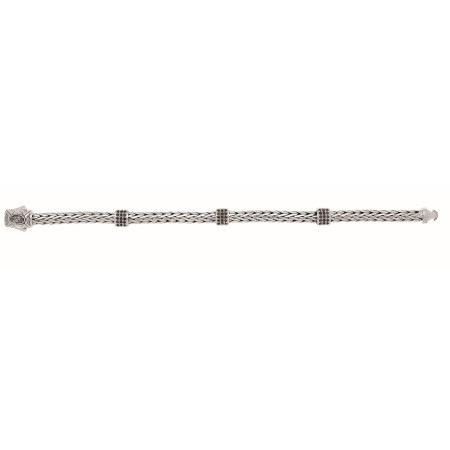 Women's Sterling Silver Woven Black Sapphire Three Station Bracelet Sapphire HD3126