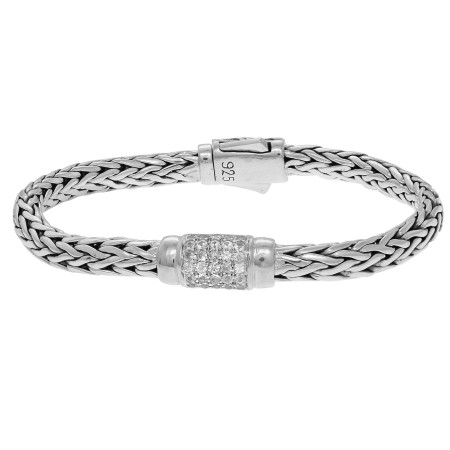 Women's Sterling Silver Woven Bracelet Sapphire HD3131