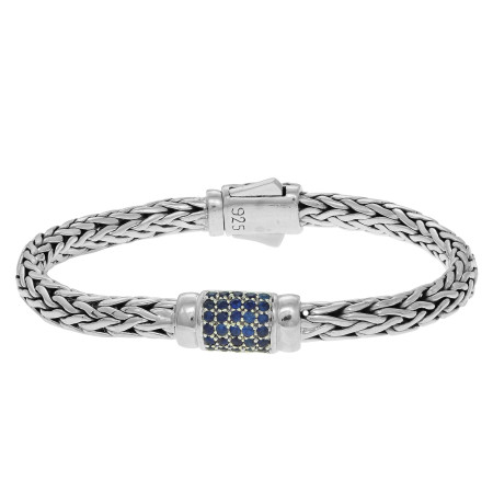 Women's Sterling Silver Woven Bracelet Sapphire HD3132
