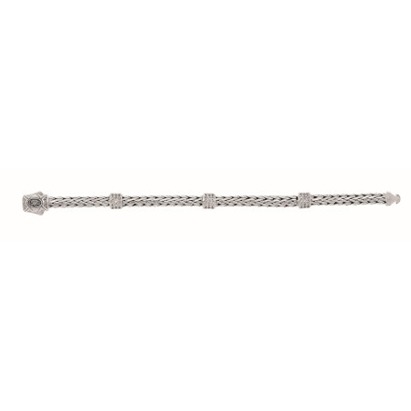 Women's Sterling Silver Woven White Sapphire Three Station Bracelet Sapphire HD3127