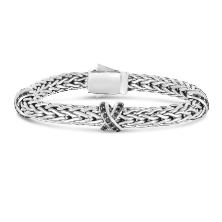 Women's Sterling Silver Woven X Black Sapphire Bracelet Sapphire HD3301