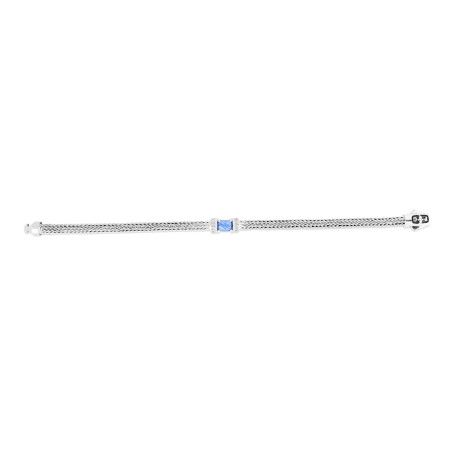 Women's Woven Sterling Silver Blue Topaz Bracelet Topaz HD3281