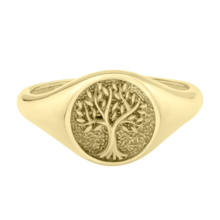 Yellow 14K Tree of Life Signet Ring for Men and Women in Yellow color  HD5035