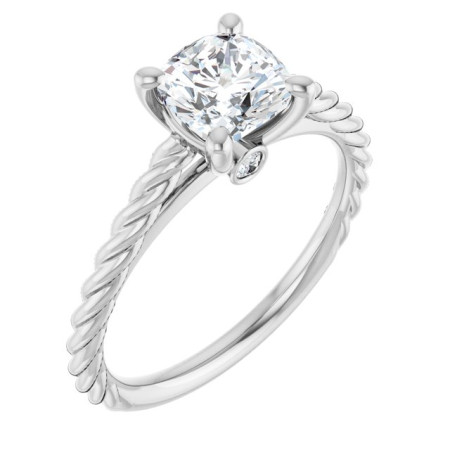 Zoe 1 Carat Cushion Diamond Accented Engagement Ring in White color  ST030DNC