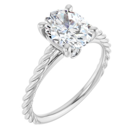 Zoe 2 Carat Oval Diamond Accented Engagement Ring in White color  ST030DNO