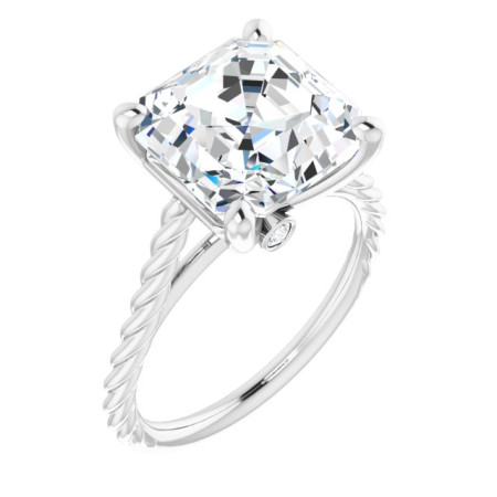 Zoe Lab Grown Diamond Ring | 5 Carat Asscher Diamond Solitaire Engagement Ring with Accent ST030DLA