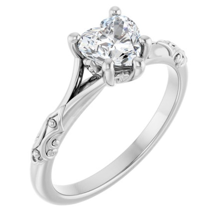 Zuri 0.75 Carat Heart Diamond Solitaire Split Shank Engagement Ring ST149DNH