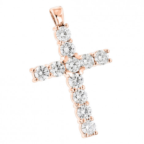 1.40Ct Round Lab-Created Diamond Cross Pendant – 14K White Gold Over, Free Chain