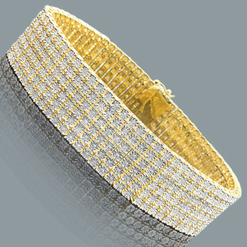6 Row Mens Diamond Bracelet 1.35ct Gold Plated Sterling Silver 311005