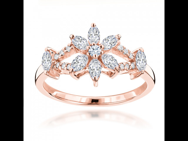 18K Rose Gold Ladies Diamond Ring 0.91ct 014957