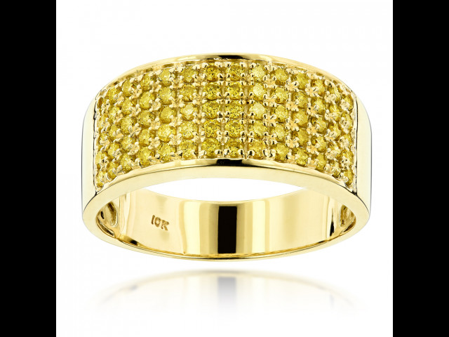 Designer 10K Yellow Gold Yellow Diamond Wedding Band for Men