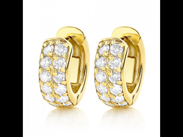 Handmade 18k Yellow Gold Filled Ladies Huggie Hoop Earrings - Simulated Diamond