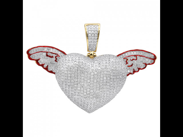 Ladies Diamond Pendants: 14k Gold Pave Diamond Heart Pendant With