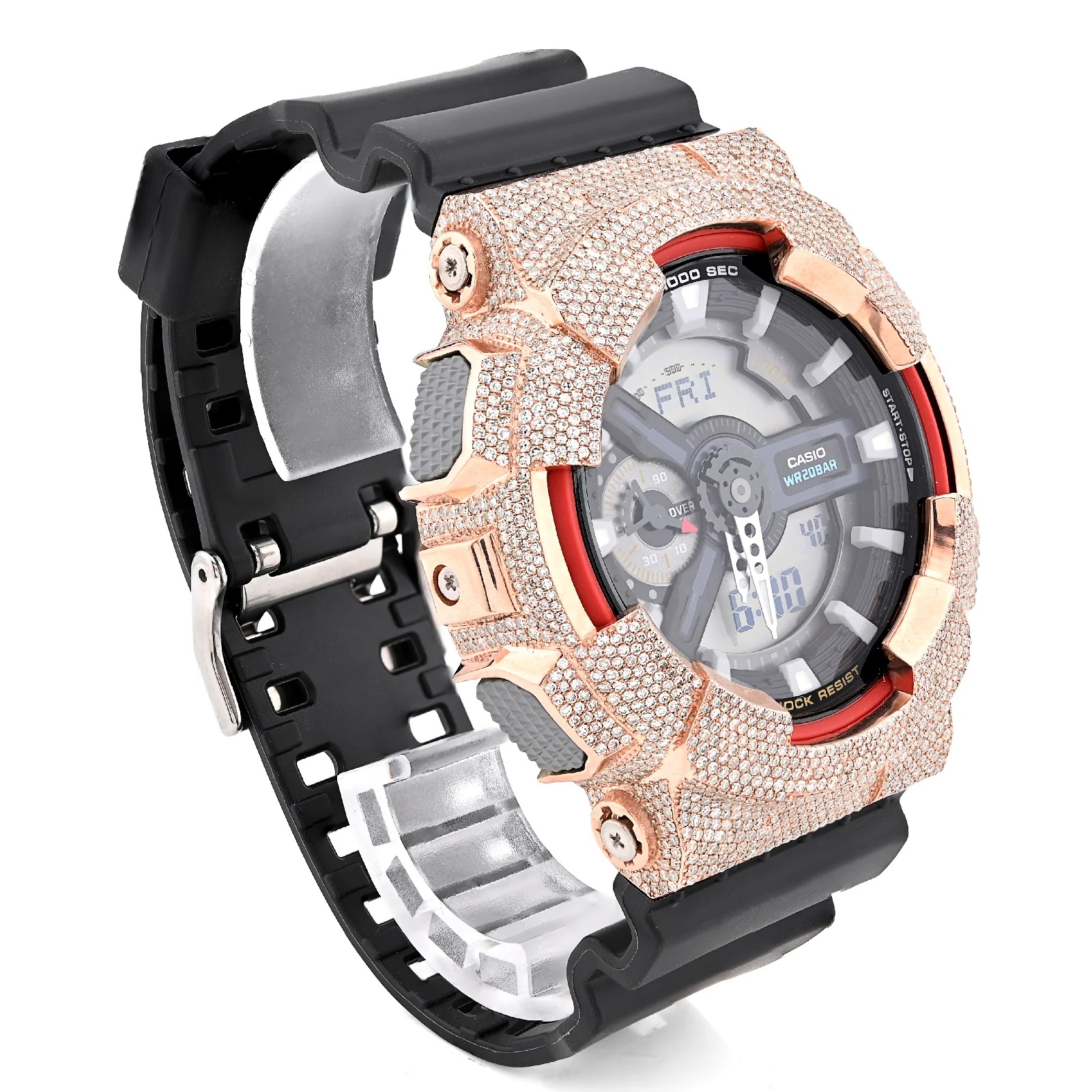 Rose Casio G-Shock GA110 5.40CT Natural Diamond Grey Dial Dual