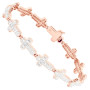 14K White Gold Round and Baguette Diamonds Cross Bracelet For Men 2.5ct in Rose color img
