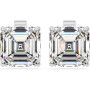 14K Gold Asscher Shape Lab-Grown Diamond Stud Earrings 4 Prong Push Back 1-10 Carats in White color  img