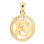 Back view of the 14K Gold Dragon Diamond Medallion Pendant for Women and Children | Round Frame Zodiac | 0.34ct in Yellow color img