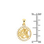 Size demonstration - 14K Gold Dragon Diamond Medallion Pendant for Women and Children | Round Frame Zodiac | 0.34ct in Yellow color near the ruler img