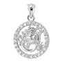 14K Gold Dragon Diamond Medallion Pendant for Women and Children | Round Frame Zodiac | 0.34ct in White color  img