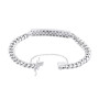 Back view of the Sterling Silver ID Plate Miami Cuban Link Chain Men's Lab Diamond Bracelet in White color img