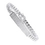 Sterling Silver ID Plate Miami Cuban Link Chain Men's Lab Diamond Bracelet in White color  img