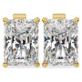 14K Gold Radiant Shape Lab-Grown Diamond Stud Earrings 4 Prong Push Back 1-10 Carats in Yellow color  img