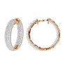 14K Inside Out Pave Diamond Hoop Earrings 1.5ct in Rose color img