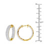 Size demonstration - 14K Inside Out Pave Diamond Hoop Earrings 1.5ct in Yellow color near the ruler img
