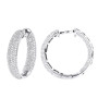 14K Inside Out Pave Diamond Hoop Earrings 1.5ct in White color  img