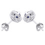 Back view of the 14K White Gold Lab-Grown Round Diamond and Sapphire Stud Earrings Four-Prong Setting in White color img