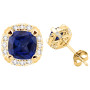 14K White Gold Lab-Grown Round Diamond and Sapphire Stud Earrings Four-Prong Setting in Yellow color  img