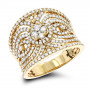 18K Rose Gold Designer Diamond Right Hand Ring for Women 1.3ct by Luxurman in Yellow color  img