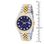Size demonstration - 34mm Women's Diamond Watch Rolex Datejust Blue Dial Jubilee Bracelet near the ruler img