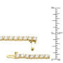 Size demonstration - 4 Prong 14K Gold Diamond Tennis Necklace for Men & Women 19ct in Yellow color near the ruler img