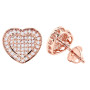 Diamond Heart Earrings Studs: 10k Gold Pave Diamonds 0.5ct in Rose color img
