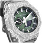 Casio G-Shock GM2100 8.20ctw Natural Diamond Mosaic Set Watch (Green Dial / Grey Strap) (front view) img