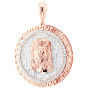 Baguette Diamonds Jesus Pendant for Men Solid 10K or 14K Gold Round Medallion in Rose color img