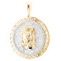 Baguette Diamonds Jesus Pendant for Men Solid 10K or 14K Gold Round Medallion in Yellow color  img