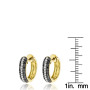 Size demonstration - Black and White Diamond Hoop Earrings 0.64ct 10K Gold in Yellow color near the ruler img