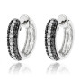 Black and White Diamond Hoop Earrings 0.64ct 10K Gold in White color  img