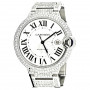 Cartier Ballon Bleu Stainless Steel Men's Diamond Watch 42mm ~8ct Automatic Movement (front view) img