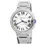 Cartier Ballon Bleu Stainless Steel Women's Diamond Watch 28mm ~7ct (front view) img